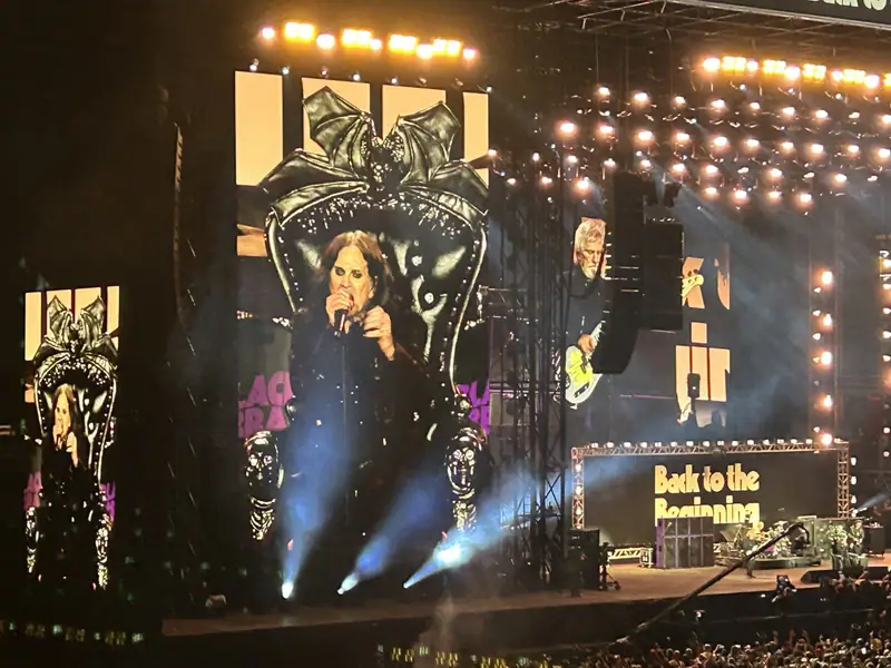 The stage lit up at Black Sabbath’s Back to the Beginning concert